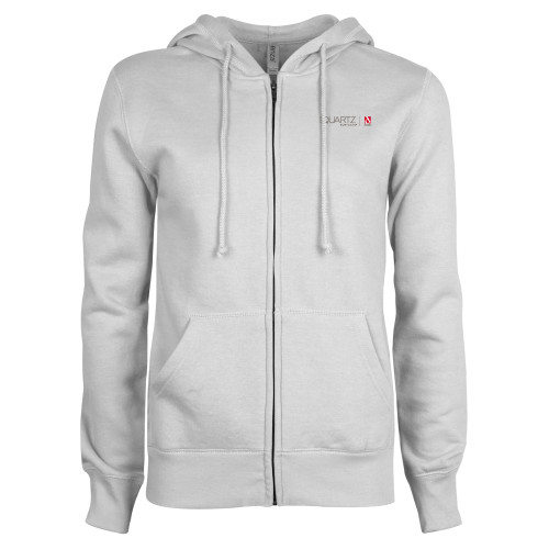 ENZA Womens White Fleece Full Zip Hoodie-ONE Quartz Horizontal
