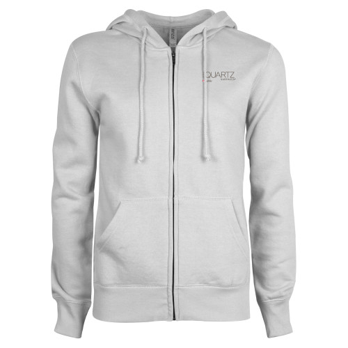 ENZA Womens White Fleece Full Zip Hoodie-ONE Quartz Vertical