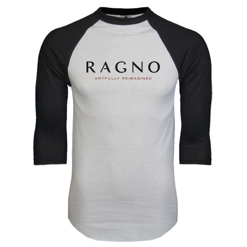 White/Black Raglan Baseball T Shirt-Ragno w/Tagline