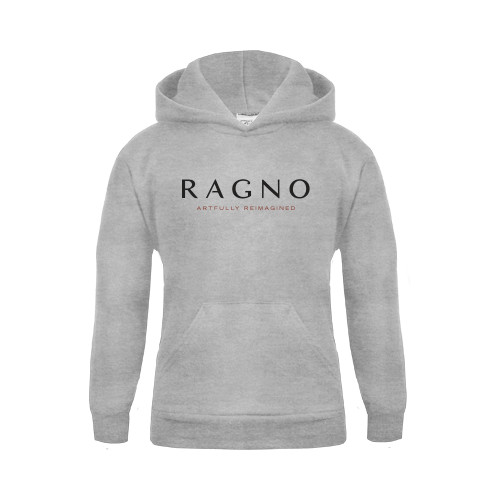 Youth Grey Fleece Hood-Ragno w/Tagline