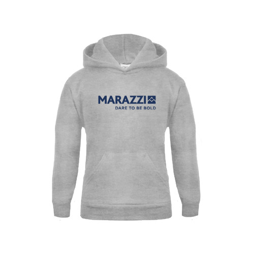 Youth Grey Fleece Hood-Marazzi Logo w/Tagline