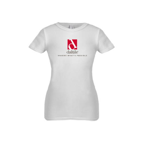 Next Level Girls White Fashion Fit T Shirt-Daltile Stacked Logo w/Tagline