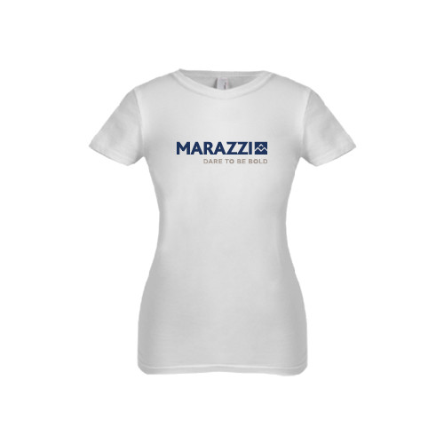 Next Level Girls White Fashion Fit T Shirt-Marazzi Logo w/Tagline