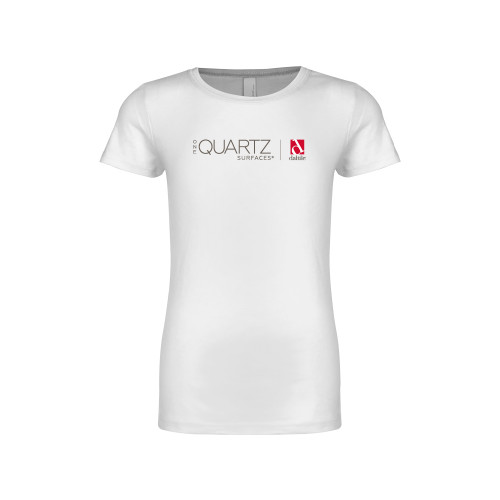 Next Level Girls White Fashion Fit T Shirt-ONE Quartz Horizontal