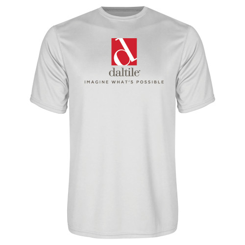 White Performance Tee-Daltile Stacked Logo w/Tagline