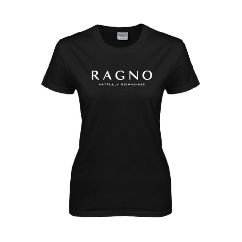 Womens Black Short Sleeve Tee-Ragno w/Tagline
