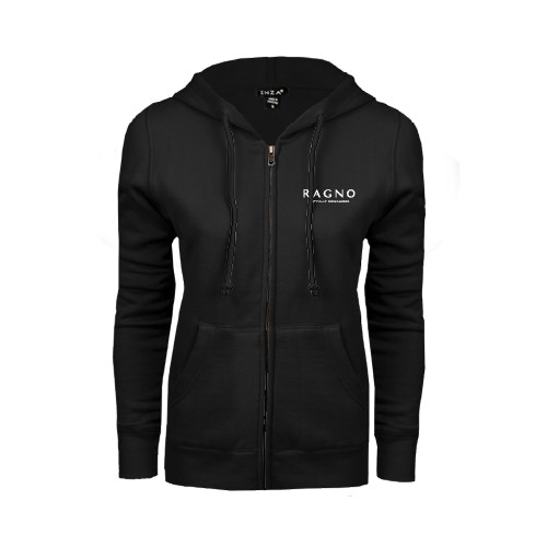 ENZA Womens Black Fleece Full Zip Hoodie-Ragno w/Tagline