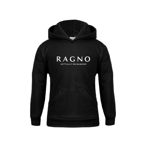 Youth Black Fleece Hoodie-Ragno w/Tagline