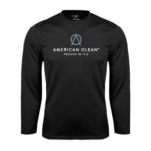 Black Performance Long Sleeve Shirt-American Olean w/Tagline