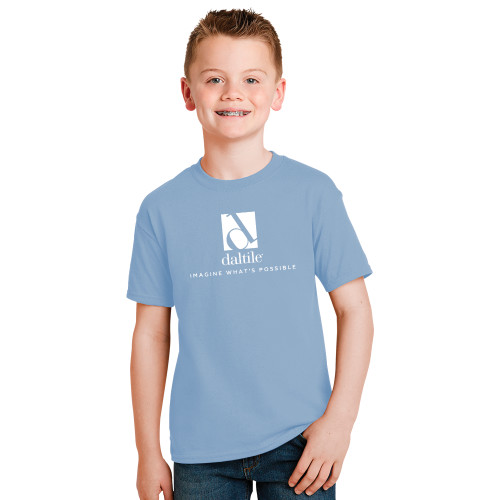 Youth Light Blue T Shirt-Daltile Stacked Logo w/Tagline