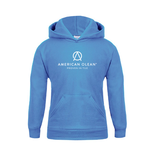 Youth Light Blue Fleece Hoodie-American Olean w/Tagline