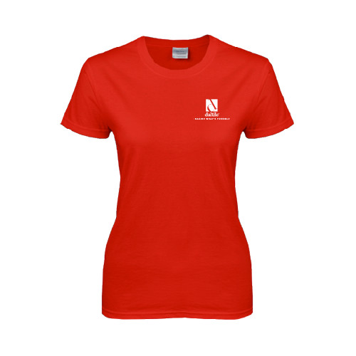 Womens Short Sleeve Red Tee-Daltile Stacked Logo w/Tagline