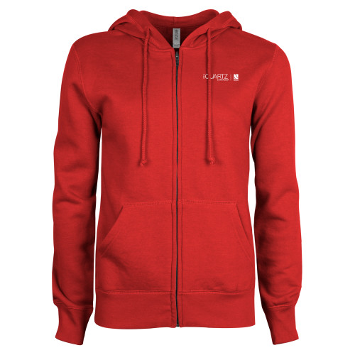 ENZA Womens Red Fleece Full Zip Hoodie-ONE Quartz Horizontal
