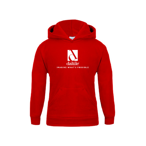Youth Red Fleece Hoodie-Daltile Stacked Logo w/Tagline