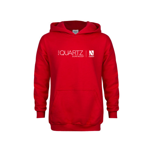 Youth Red Fleece Hoodie-ONE Quartz Horizontal