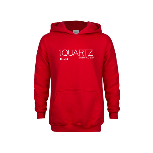 Youth Red Fleece Hoodie-ONE Quartz Vertical