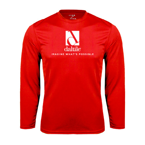 Red Performance Long Sleeve Shirt-Daltile Stacked Logo w/Tagline