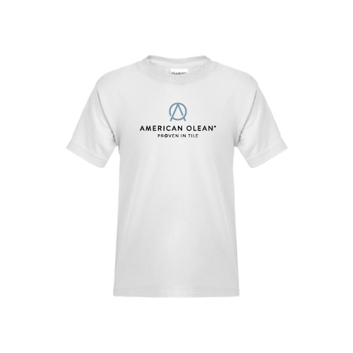 Youth White T Shirt-American Olean w/Tagline