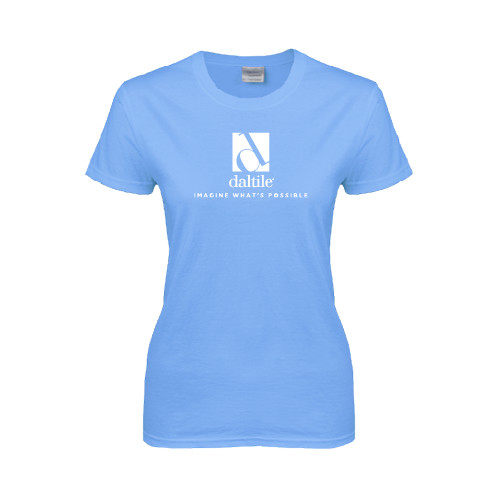 Womens Light Blue Short Sleeve Tee-Daltile Stacked Logo w/Tagline