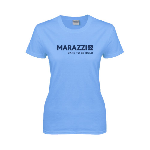 Womens Light Blue Short Sleeve Tee-Marazzi Logo w/Tagline