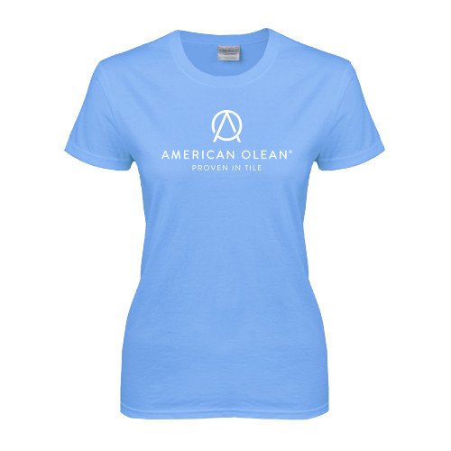 Womens Light Blue Short Sleeve Tee-American Olean w/Tagline