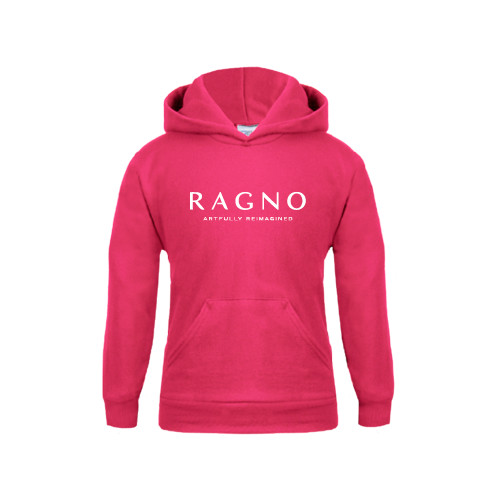 Youth Hot Pink Fleece Hoodie-Ragno w/Tagline