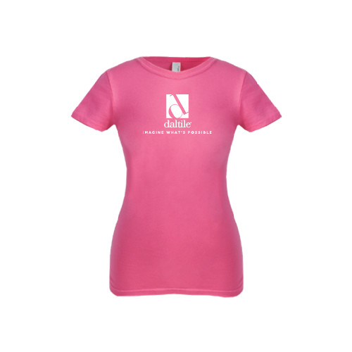 Next Level Girls Fuchsia Fashion Fit T Shirt-Daltile Stacked Logo w/Tagline