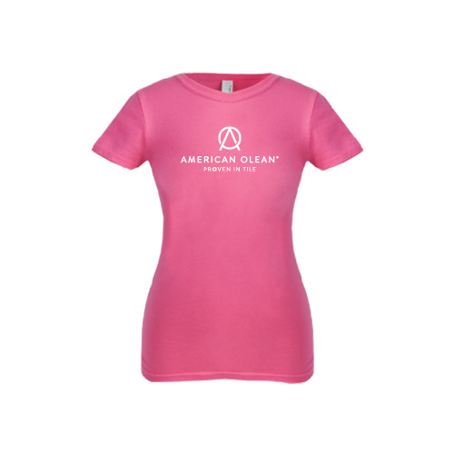 Next Level Girls Fuchsia Fashion Fit T Shirt-American Olean w/Tagline