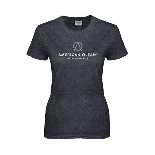Womens Dark Heather Short Sleeve Tee-American Olean w/Tagline