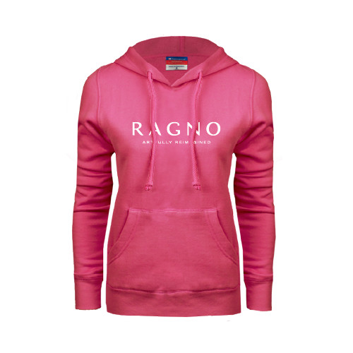 Womens Fuchsia Fleece Hoodie-Ragno w/Tagline