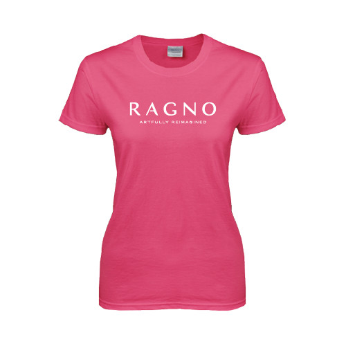 Womens Hot Pink Short Sleeve Tee-Ragno w/Tagline