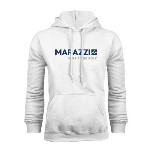 White Fleece Hoodie-Marazzi Logo w/Tagline