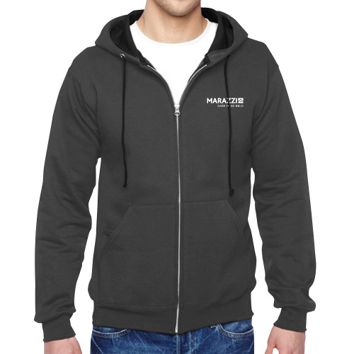 Charcoal Fleece Full Zip Hoodie-Marazzi Logo w/Tagline