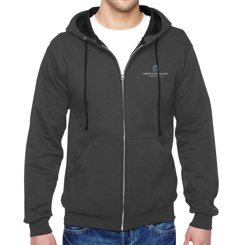 Charcoal Fleece Full Zip Hoodie-American Olean w/Tagline