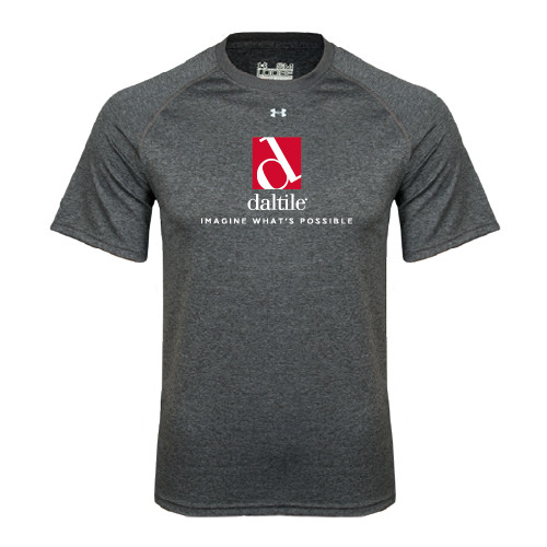 Under Armour Carbon Heather Tech Tee-Daltile Stacked Logo w/Tagline