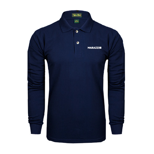 Navy Long Sleeve Polo-Marazzi