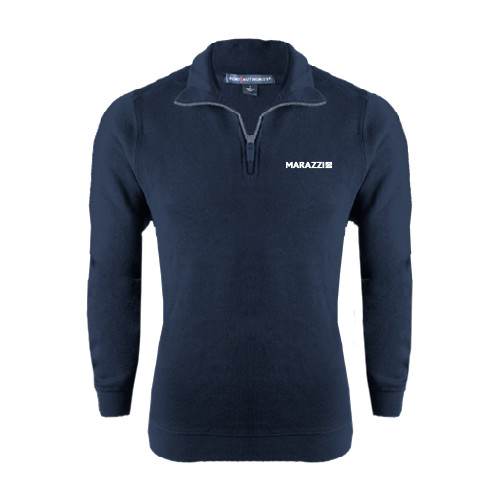 Navy Slub Fleece 1/4 Zip Pullover-Marazzi