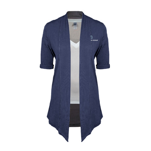 Womens Navy Drape Front Cardigan Sweater -American Olean