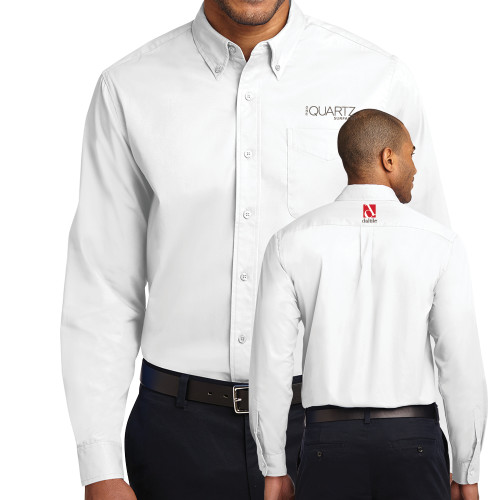 White Twill Button Down Long Sleeve-ONE Quartz Surfaces