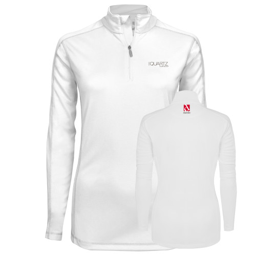 Syntrel Womens White Interlock 1/4 Zip-ONE Quartz Surfaces