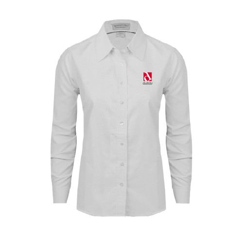 Womens White Oxford Shirt-Daltile Stacked Logo
