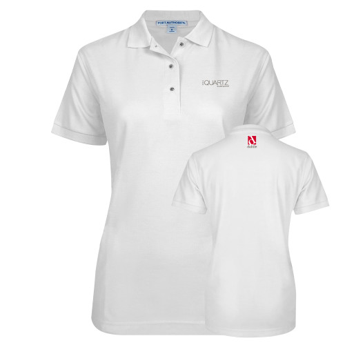 Womens Silk Touch White Pique Polo-ONE Quartz Surfaces