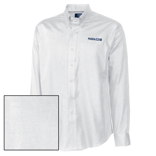 Cutter & Buck Nailshead Long Sleeve Button Down White-Marazzi