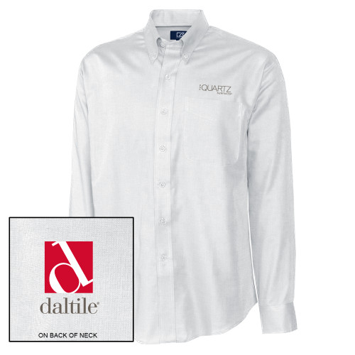 Cutter & Buck Nailshead Long Sleeve Button Down White-ONE Quartz Surfaces