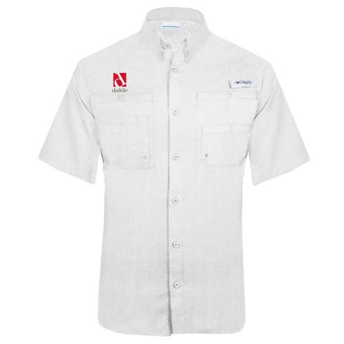 Columbia White Tamiami Performance Short Sleeve Shirt-Daltile Stacked Logo