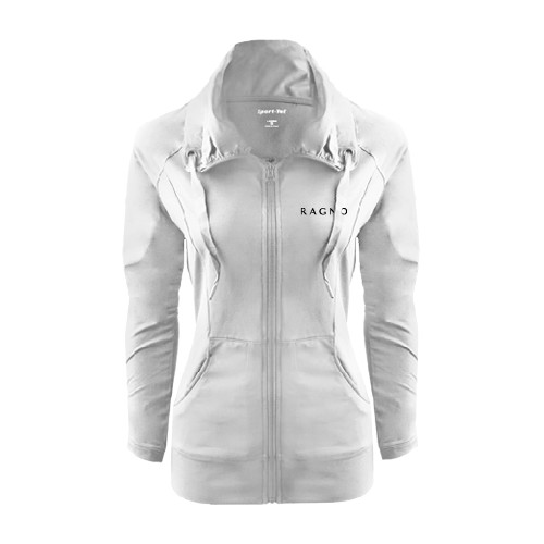 Womens White Sport Wick Stretch Full Zip Jacket-Ragno