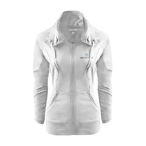 Womens White Sport Wick Stretch Full Zip Jacket-American Olean