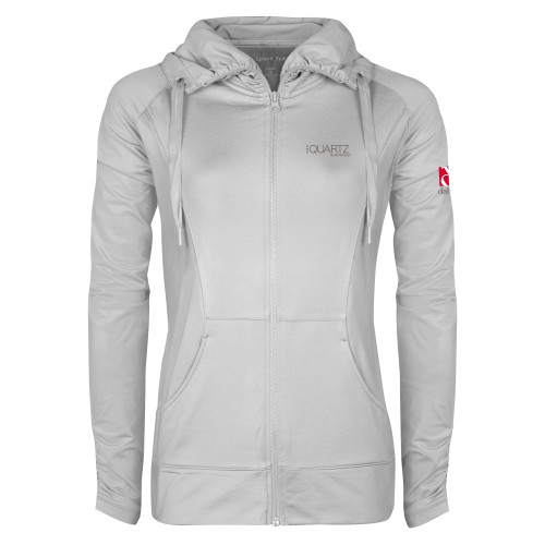 Womens White Sport Wick Stretch Full Zip Jacket-ONE Quartz Surfaces