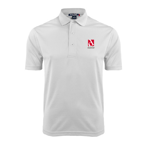 White Dry Mesh Polo-Daltile Stacked Logo