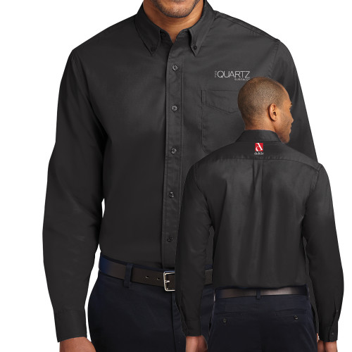 Black Twill Button Down Long Sleeve-ONE Quartz Surfaces